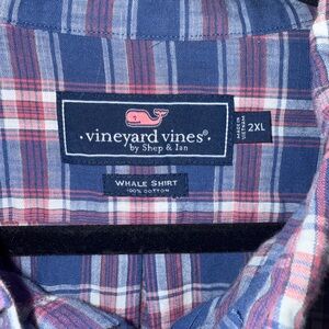 Vineyard Vines Men's Blue and Red Plaid Button Down Shirt 2XL XXL